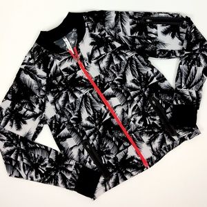 Fabletics Black Hot Pink Palm Tree Jacket Size M